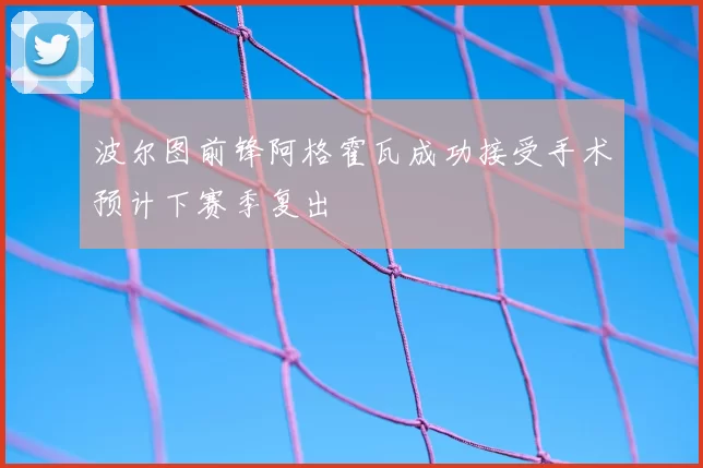 波尔图前锋阿格霍瓦成功接受手术预计下赛季复出